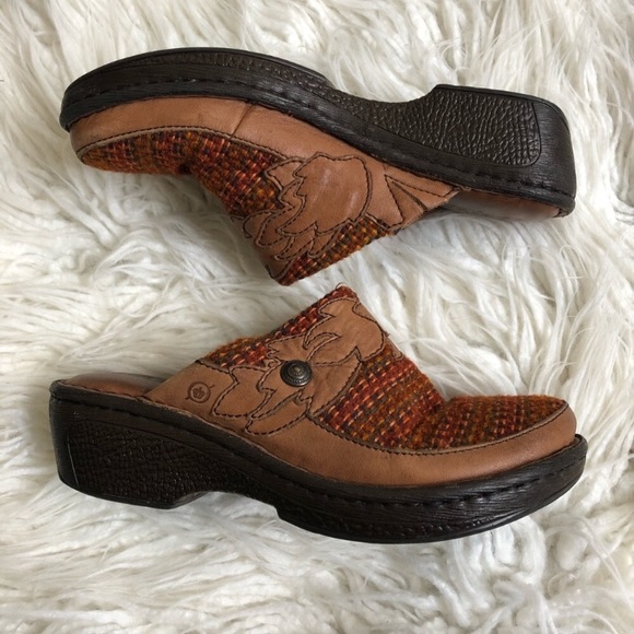 Born Tweed and Leather Clog Mules - Picture 3 of 9